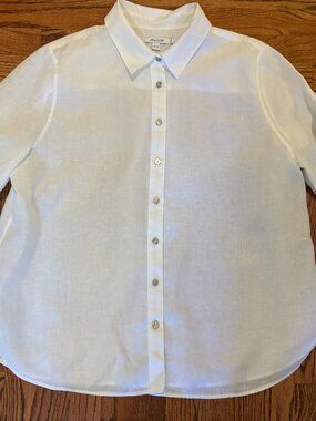 Chico's White Linen Button Down Blouse Size XL or Chico's Size 3